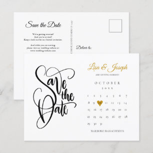 Speichere das Datum Gold Herz Kalender QR Code Ankündigungspostkarte