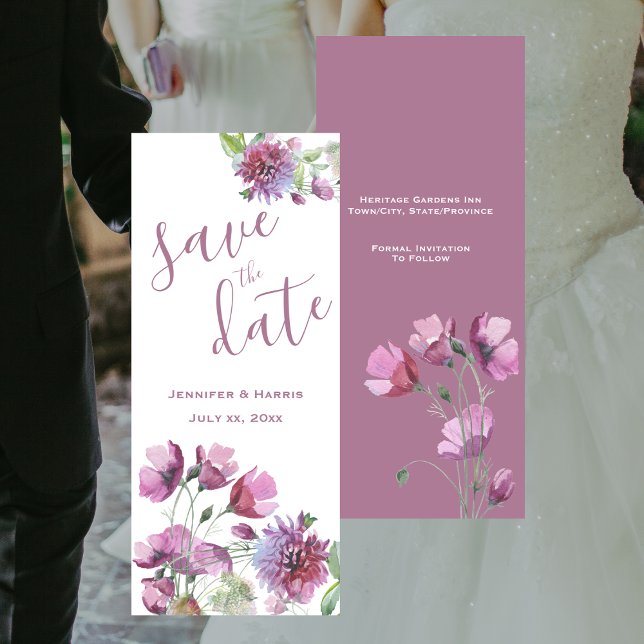 Speichern des Datums Wasserfarbe violett bläst Save The Date (Save The Date Watercolor Purple Floral)