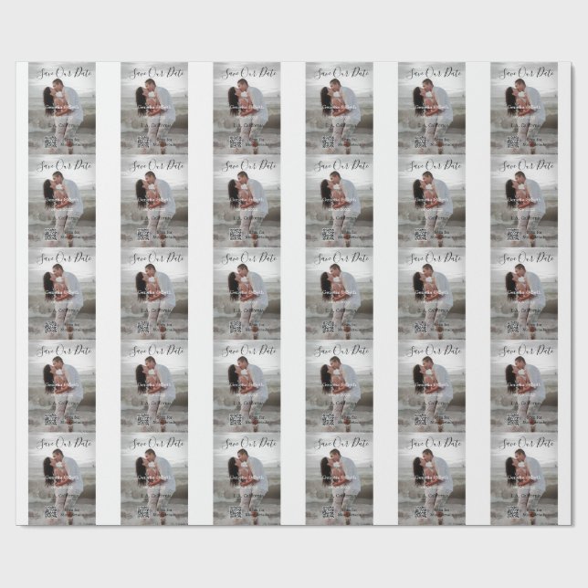 Speichern Sie das Datum einfache minimale QR-Scan- Geschenkpapier (Flach)