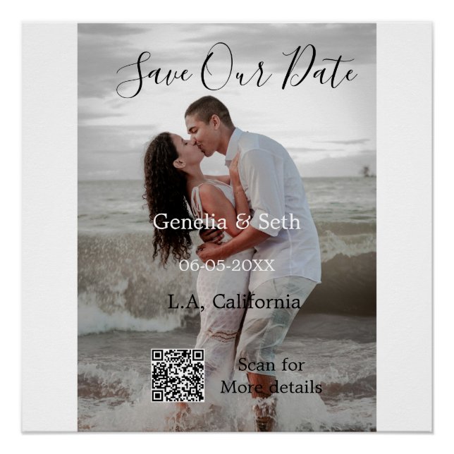 Speichern Sie das Datum einfache minimale QR-Scan- Poster (Vorderseite)