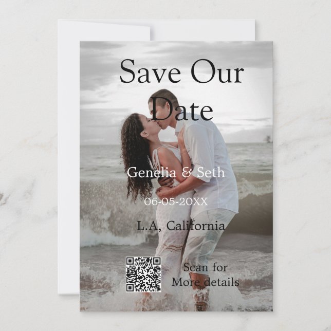 Speichern Sie das Datum einfache minimale QR-Scan- Save The Date (Vorderseite)