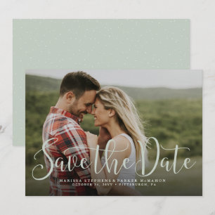 Speichern Sie das Datum einfache Schrift hellgrüne Save The Date