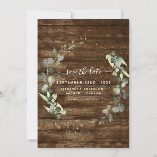 Speichern Sie das Datum Eukalyptus Greenery Rustic Save The Date