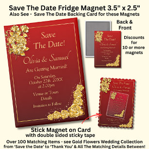 Speichern Sie das Datum, goldene Rosen Maroon 5" x Magnet