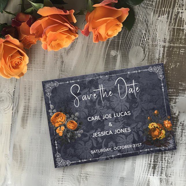 Speichern Sie das Datum Halloween Hochzeit Orange  Save The Date (Von Creator hochgeladen)
