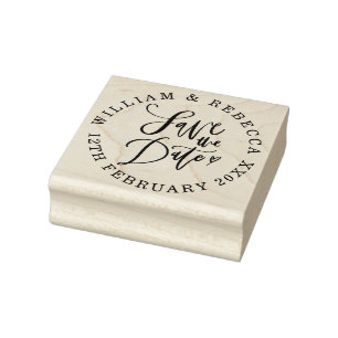 Speichern Sie das Datum Handschrift Herz Kreisförm Gummistempel