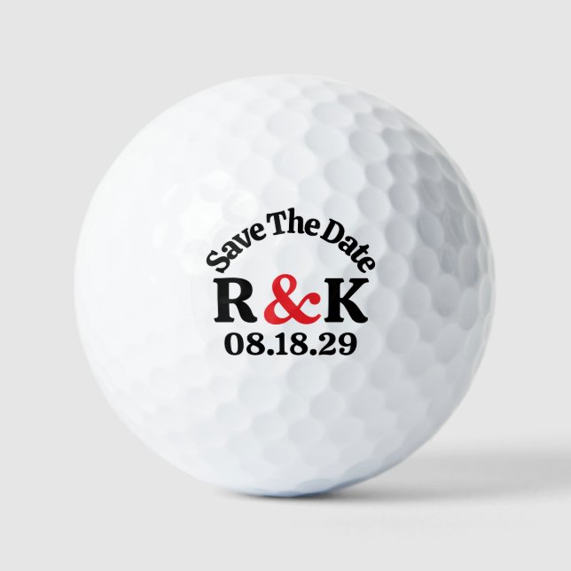 SPEICHERN SIE DAS DATUM Monogramm Initialen & rote Golfball (Vorderseite)