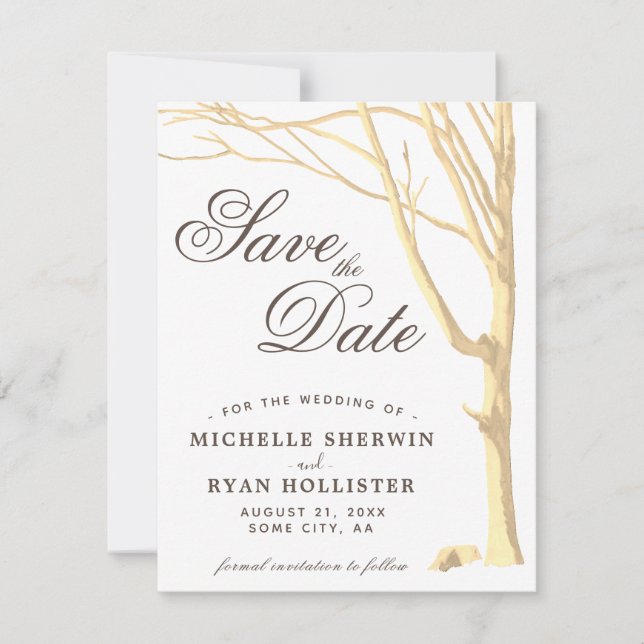 Speichern Sie das Datum Rustikaler Baum Skript Ein Save The Date (Vorderseite)