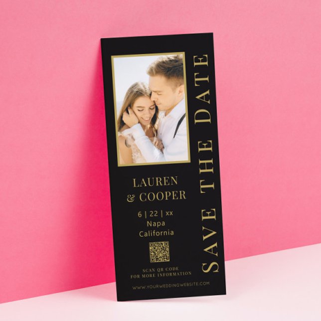 Speichern Sie das Datum Schwarz Gold QR-Code Moder Save The Date (Von Creator hochgeladen)
