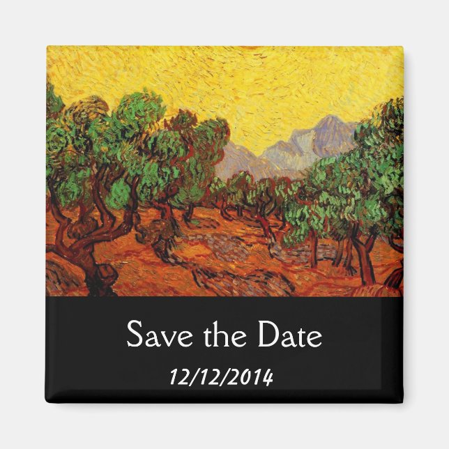 Speichern Sie das Datum, Vincent van Gogh Olivenbä Magnet (Vorne)