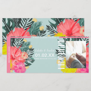Speichern Sie das Datum Ziel Ticket Hibiskus Blume