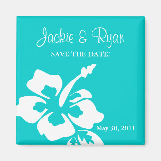 Speichern Sie den Date Magnet Beach Wedding Hibisk
