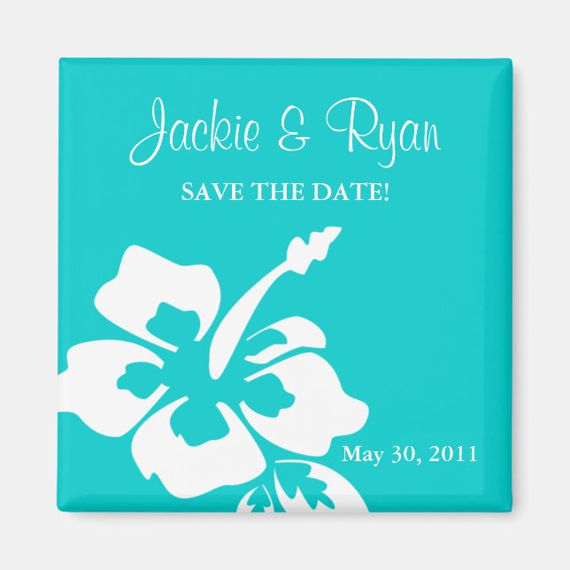 Speichern Sie den Date Magnet Beach Wedding Hibisk (Vorne)