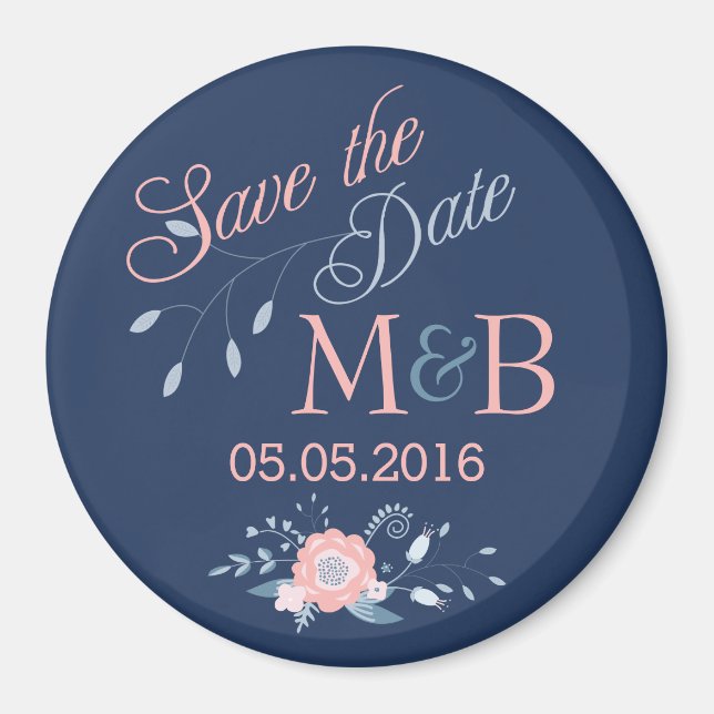 Speichern Sie den Date-Magneten Boho Hochzeitmonog Magnet (Vorne)