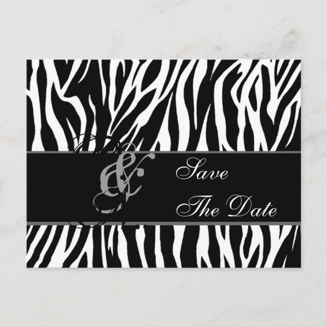 Speichern Sie die Datum Postkarte Zebra Schwarz We (Vorderseite)