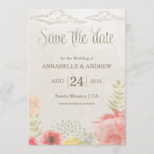 Speichern Sie die Datumskarte im Wiese Summer Wedd Save The Date