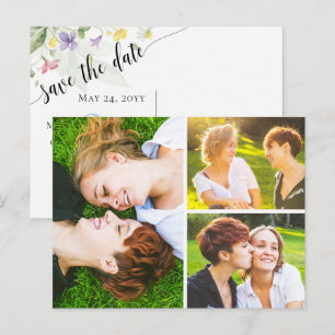 Speichert das Datum Aquarell Wildblumen 3-Fotos Postkarte