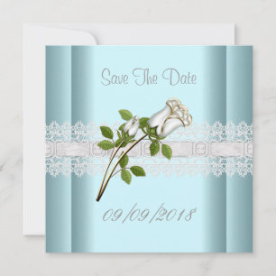 Speichert Das Datum Blau Weiße Blumen Spitze Save The Date