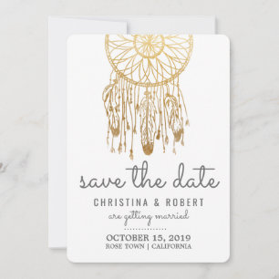 Speichert das Datum Boho Traumfänger Faux Goldfoli Save The Date