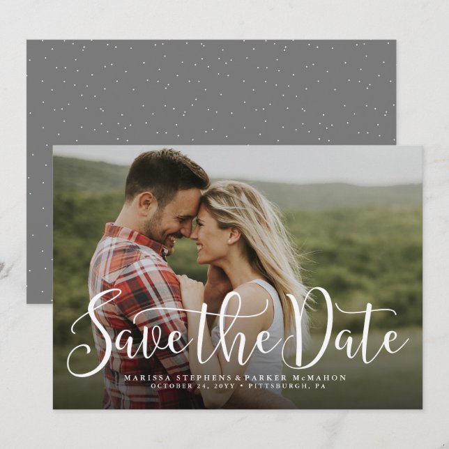 Speichert das Datum einfaches Skript horizontale F Save The Date (Vorne/Hinten)