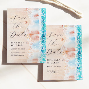 Speichert das Datum Elegante Aquarell-Strandmalere Save The Date