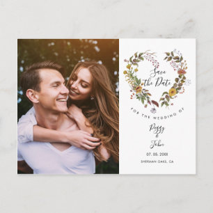 Speichert das Datum Elegante florale Herz-Girlande Postkarte