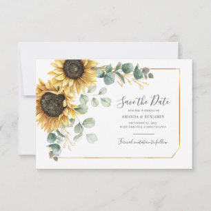 Speichert das Datum Florale Rustikale Sonnenblume Save The Date