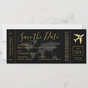 Speichert das Datum Gold Weltkarte Bordkarte Save The Date