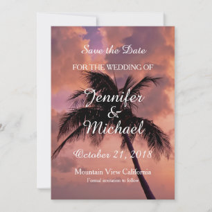Speichert das Datum Hochzeit Palme Sonnenuntergang Save The Date
