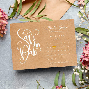 Speichert das Datum-Kalender Gold Herz Rustikale K Postkarte