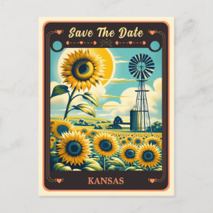 Speichert das Datum Kansas Hochzeitspostkarte Postkarte