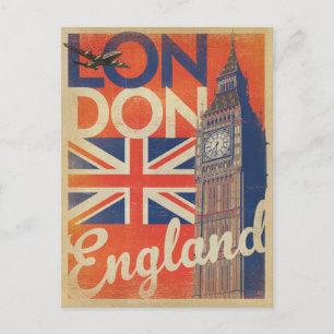 Speichert das Datum London, England - Flagge Ankündigungspostkarte