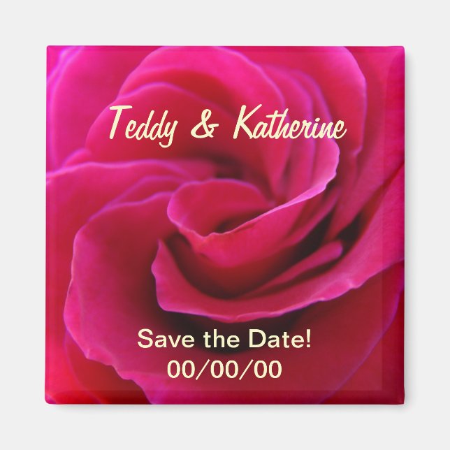 Speichert das Datum Magnete Hochzeit Rosa Rose Ges (Vorne)