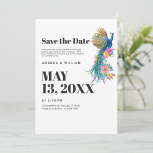 Speichert das Datum Moderne Minimalistische Pfau H Save The Date