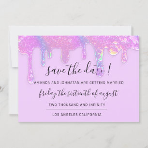 Speichert das Datum Pink Holografische Tropfen Lil Save The Date