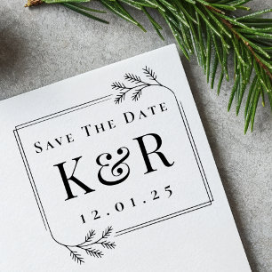 Speichert das Datum Tannenrahmen Winterhochzeit Mo Gummistempel