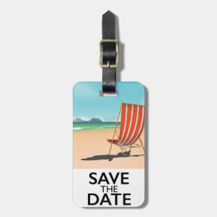 Speichert das Datum Vintage-Stranddeckstuhl Gepäckanhänger