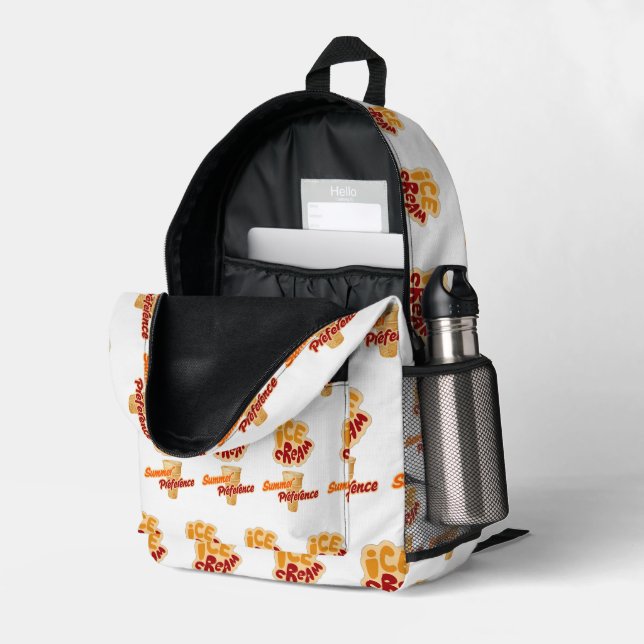Speiseeis im Sommer Bedruckter Rucksack (Rückseitige Ecke links (Offen) )
