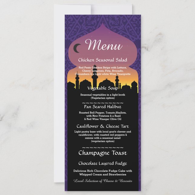 Speisekarte: Arabisches Nachtessen Party Hochzeits Einladung (Vorderseite)