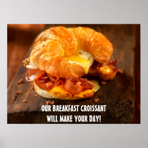 Speisekarte Bacon Egg Cheese Croissant Restaurant Poster