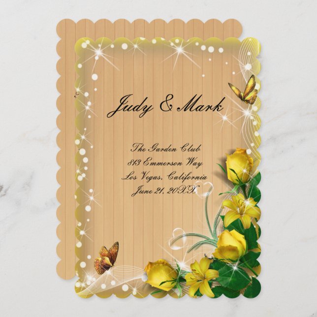 Speisekarte der rustikalen Schmetterlingsspeise au Einladung (Vorne/Hinten)