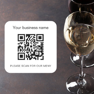 Speisekarte des Bar "White Black Business" mit Cod Quadratischer Aufkleber