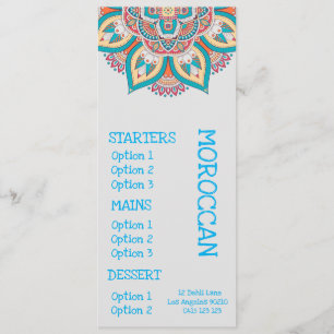 Speisekarte des marokkanischen Restaurants Menükarte