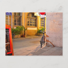 Speisekarte, Fahrrad, Schatten Frankreich außerhal Postkarte