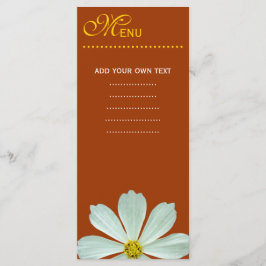 Speisekarte für das Abendessen. Weiße Blume Menükarte