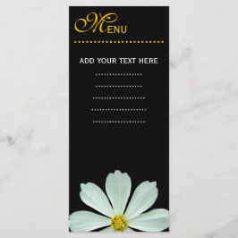 Speisekarte für das Abendessen. Weiße Blume Menükarte