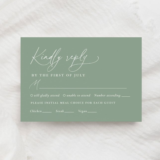 Speisekarte für die Hochzeitsfeier mit grüner Sonn RSVP Karte (Von Creator hochgeladen)