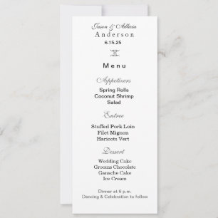 Speisekarte für Hochzeiten Einladung
