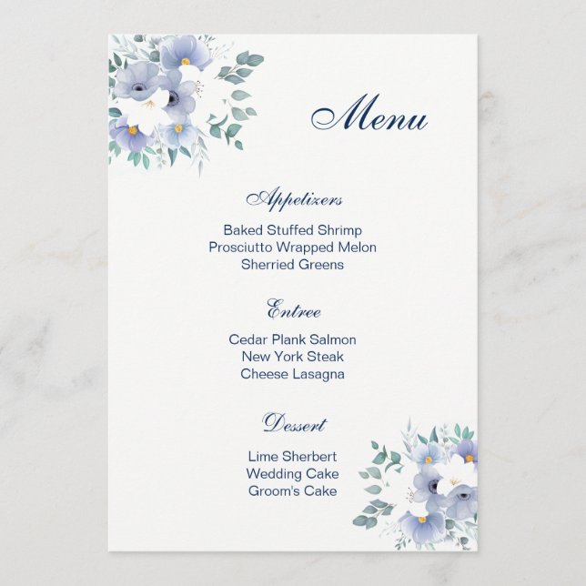 Speisekarte für Hochzeiten Menükarte (Vorderseite)