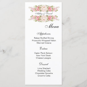 Speisekarte für Hochzeiten Menükarte